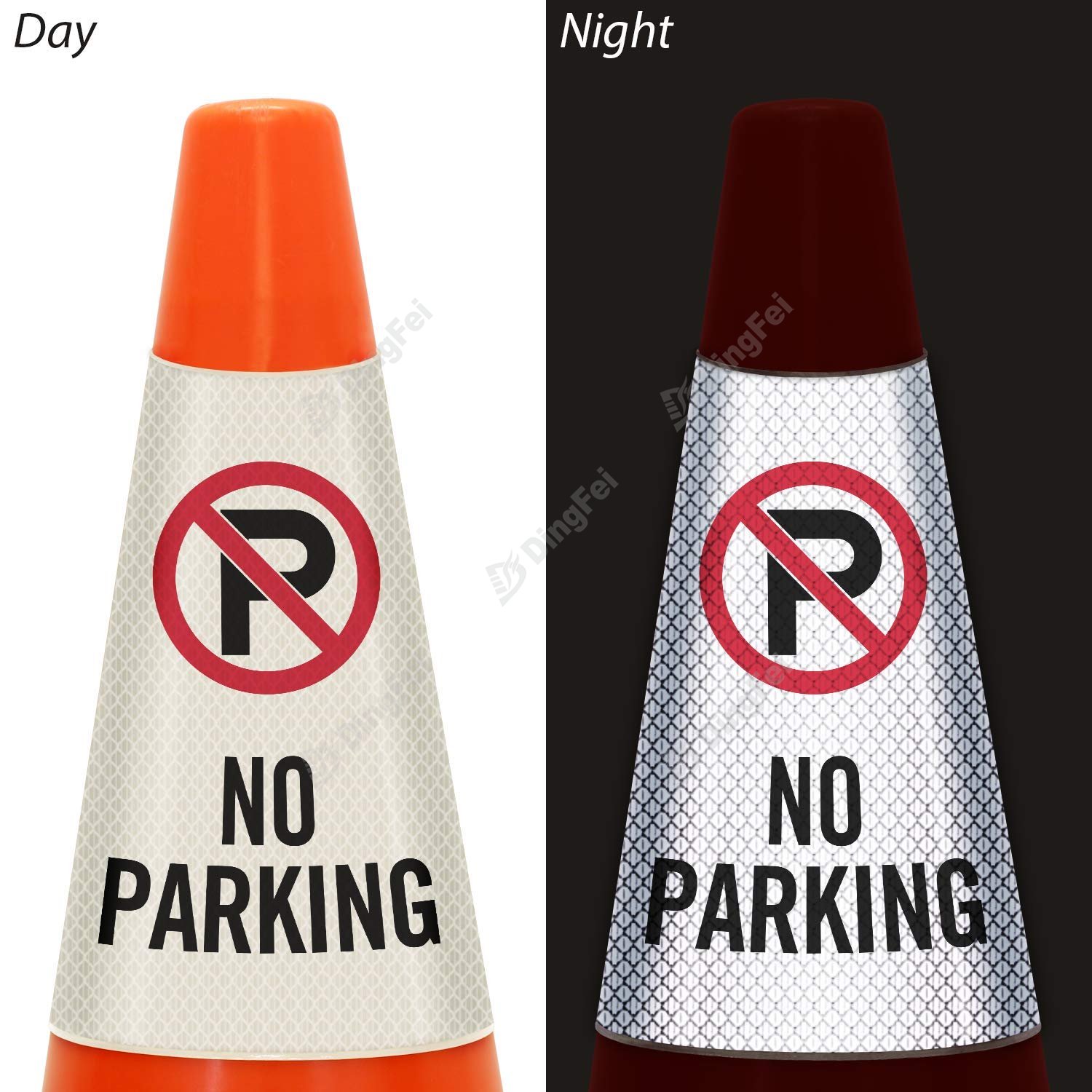 No Parking Reflective Traffic Cone Sleeve - 